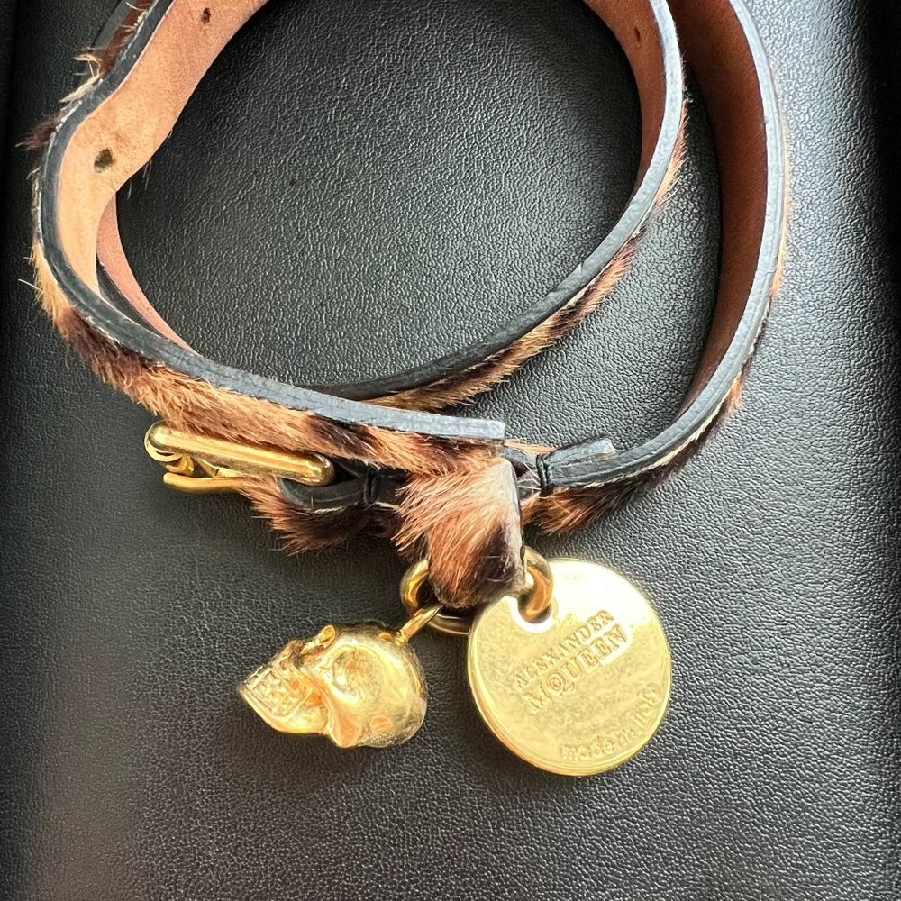 Alexander McQueen Double Wrap Leopard Bracelet